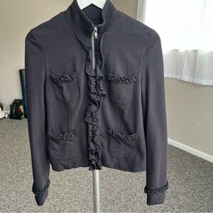 INC International Concepts Black Ruffle Jacket